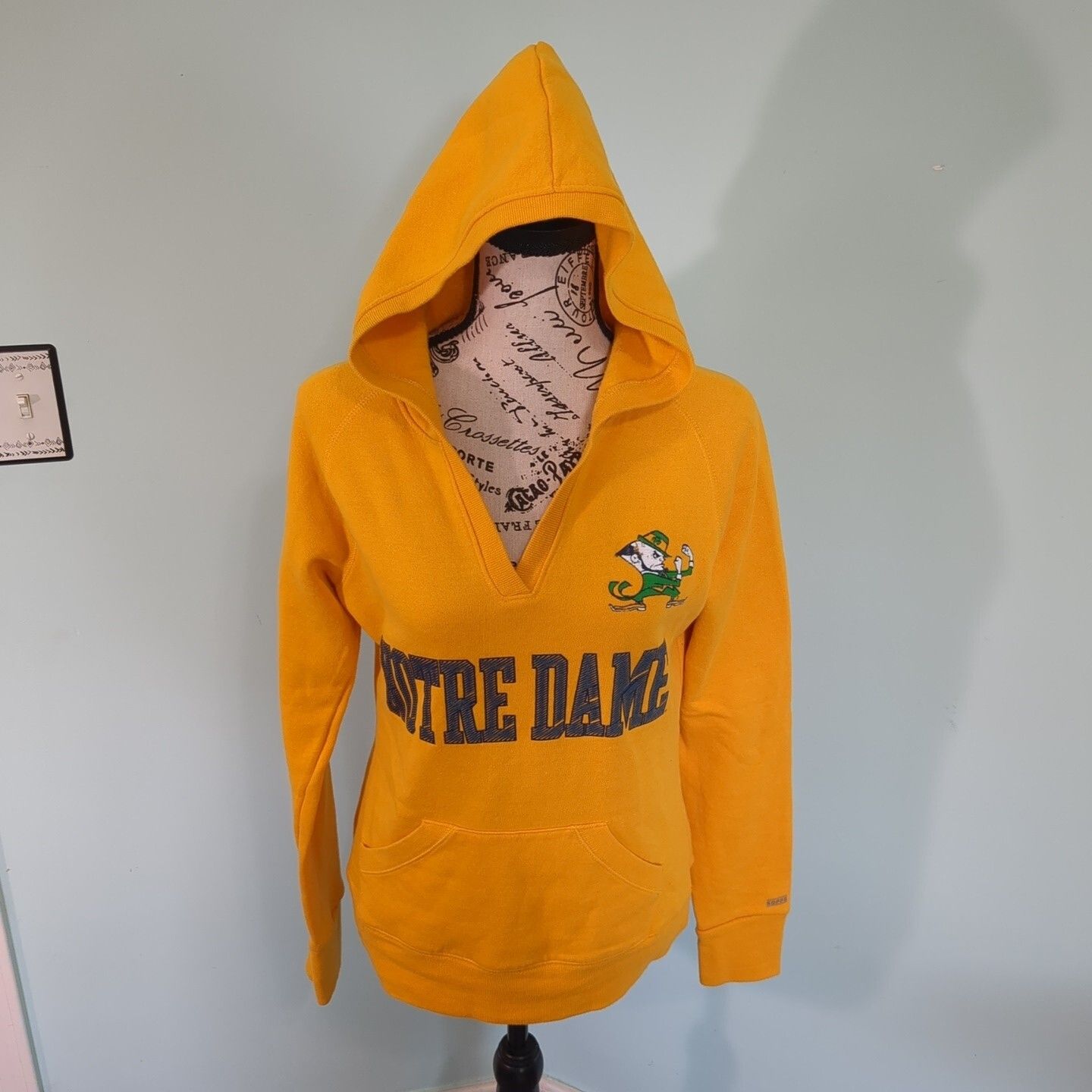 Soffe Women's Medium Notre Dame Sweatshirt Long Sleeve Sports Hoodie Yellow